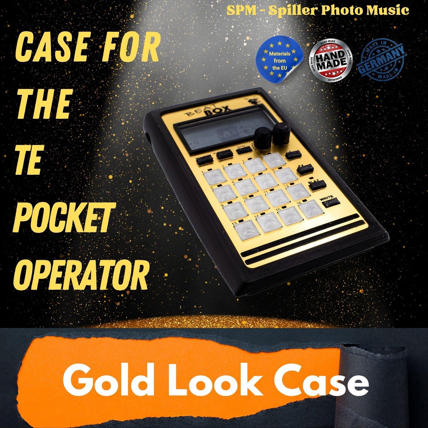Beat Box GOLD LOOK EDITION - 3D gedrucktes Gehäuse für den Teenage Engineering Pocket Operator - SPM - Spillerphoto & Music